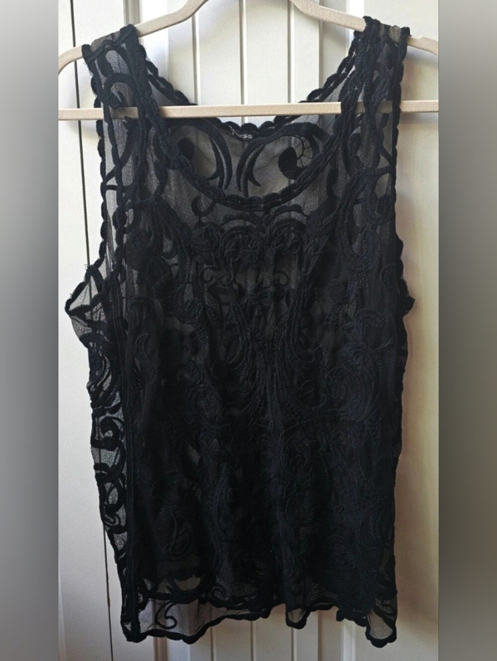 Express Black Lace Overlay Tank Top Large